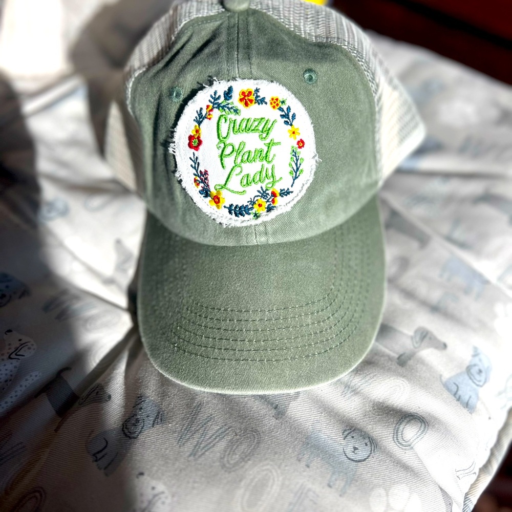“CRAZY PLANT LADY”embroidered ball cap by MARKET & LAYNE w/mesh & adjustable NWT - Picture 13 of 15